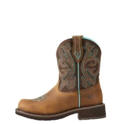 Ariat® Ladies Fatbaby Heritage Distressed Brown & Fudge Boots 10021462 -Ariat Shop 10021462 side