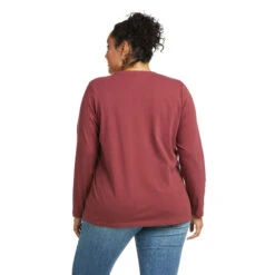 Ariat Ladies REAL Long Sleeve Fig Galaxy Red Logo Tee 10037523 -Ariat Shop 10037523 back plus