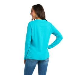 Ariat Ladies REAL Long Sleeve Lake Blue Logo Tee 10037524 -Ariat Shop 10037524 back