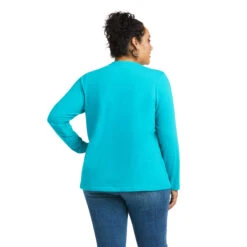 Ariat Ladies REAL Long Sleeve Lake Blue Logo Tee 10037524 -Ariat Shop 10037524 back plus