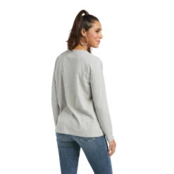 Ariat Ladies REAL Long Sleeve Heather Grey Logo Tee 10037525 -Ariat Shop 10037525 back