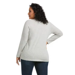 Ariat Ladies REAL Long Sleeve Heather Grey Logo Tee 10037525 -Ariat Shop 10037525 back plus