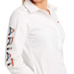 Ariat® Ladies Team Kirby Long Sleeve Stretch White Shirt 10037926 -Ariat Shop 10037926 01