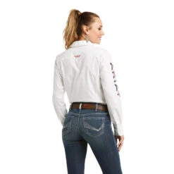 Ariat® Ladies Team Kirby Long Sleeve Stretch White Shirt 10037926 -Ariat Shop 10037926 back