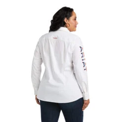 Ariat® Ladies Team Kirby Long Sleeve Stretch White Shirt 10037926 -Ariat Shop 10037926 back plus