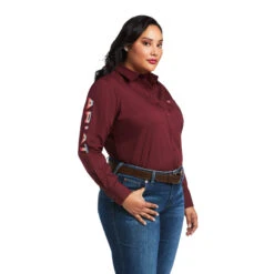 Ariat Ladies Team Kirby Zinfandel Long Sleeve Shirt 10039458 -Ariat Shop 10039458 front plus