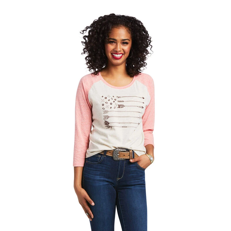 Ariat® Ladies Arrow Raglan 3/4 Shirt Oatmeal Heather Shirt 10039824 Ariat® Ladies Arrow Raglan 3/4 Shirt Oatmeal Heather Shirt 10039824 -Ariat Shop 10039824