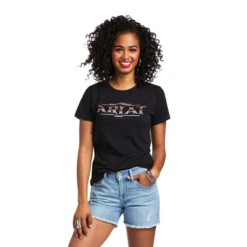 AriatĀ® Ladies Serape Style Short Sleeve Black T-Shirt 10039974