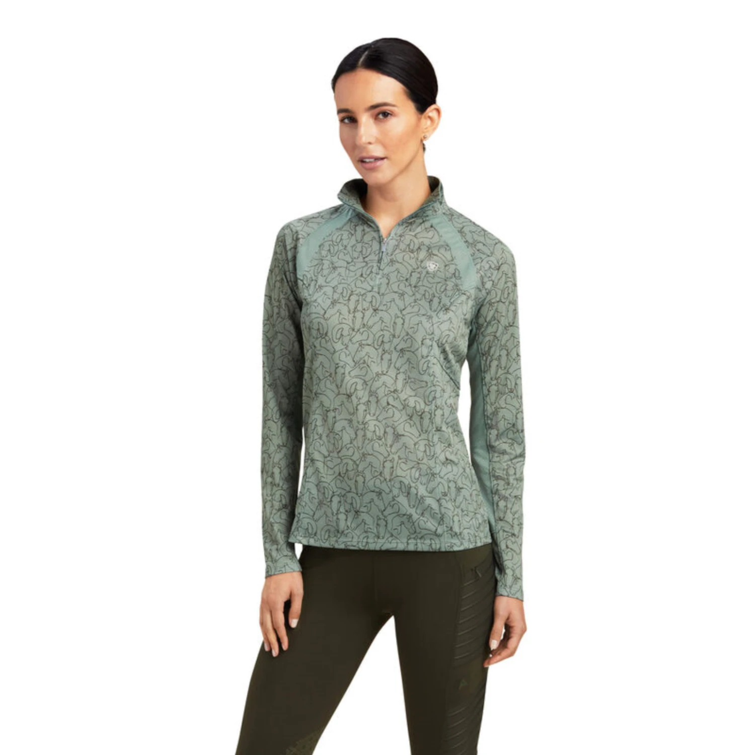 Ariat® Ladies Sunstopper 2.0 Hedge Green Doodle Horse Shirt 10041191 Ariat® Ladies Sunstopper 2.0 Hedge Green Doodle Horse Shirt 10041191 -Ariat Shop 10041191b