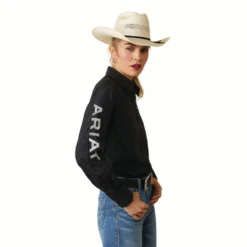 Ariat® Ladies Team Kirby Stretch Black & Silver Lurex® Shirt 10042170 2 Ariat® Ladies Team Kirby Stretch Black & Silver Lurex® Shirt 10042170 -Ariat Shop 10042170e