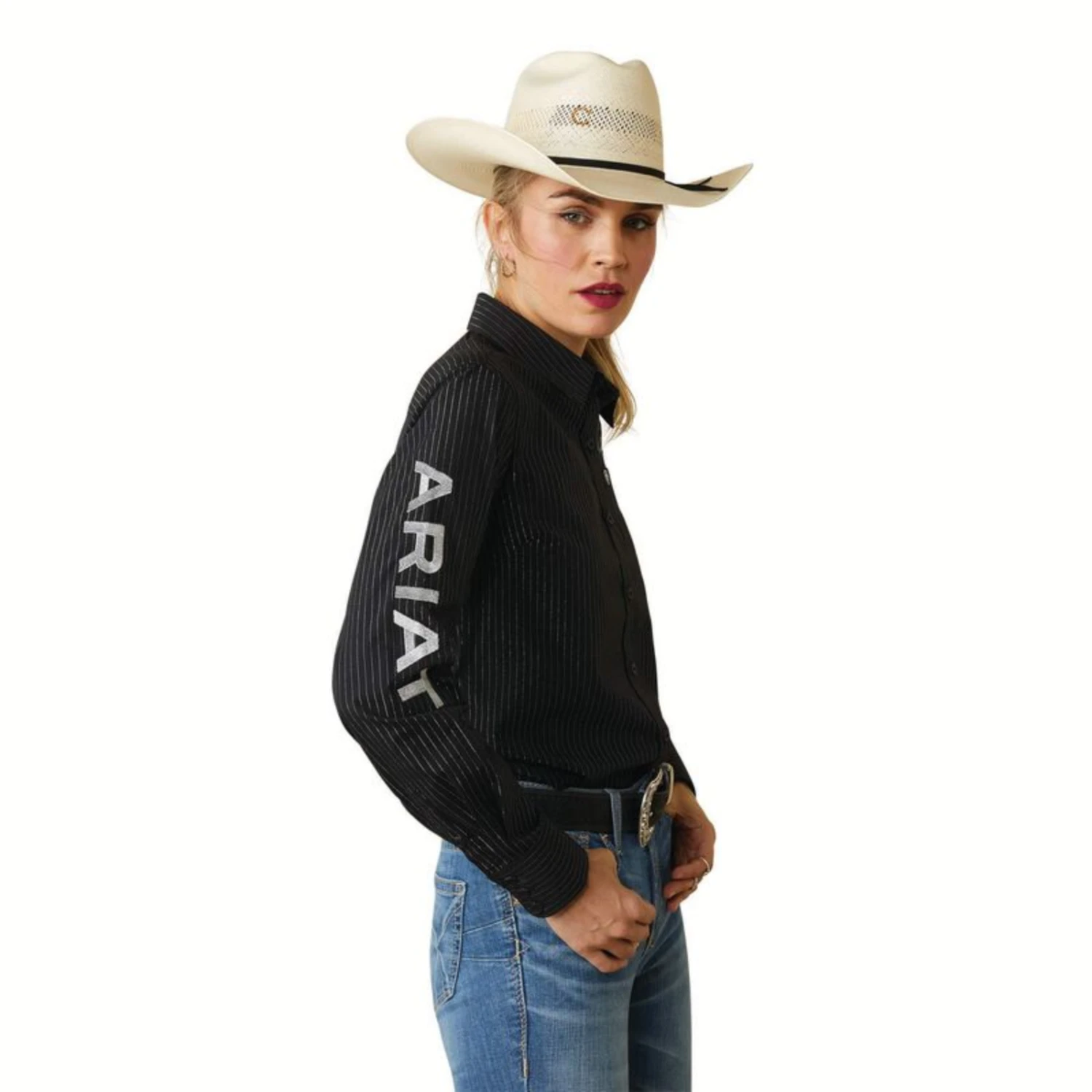 Ariat® Ladies Team Kirby Stretch Black & Silver Lurex® Shirt 10042170 Ariat® Ladies Team Kirby Stretch Black & Silver Lurex® Shirt 10042170 -Ariat Shop 10042170e