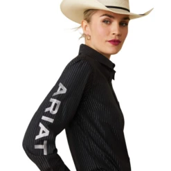 Ariat® Ladies Team Kirby Stretch Black & Silver Lurex® Shirt 10042170 3 Ariat® Ladies Team Kirby Stretch Black & Silver Lurex® Shirt 10042170 -Ariat Shop 10042170h