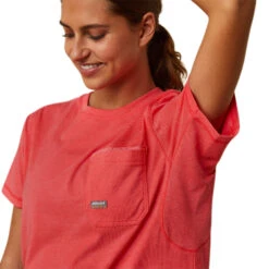 Ariat® Ladies Rebar Workman Logo Graphic Teaberry Pink T-Shirt 10043306 -Ariat Shop 10043306 01