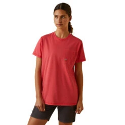Ariat® Ladies Rebar Workman Logo Graphic Teaberry Pink T-Shirt 10043306 -Ariat Shop 10043306 back