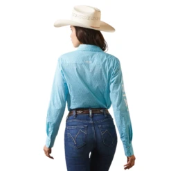 Ariat® Ladies R.E.A.L Caidan Print Blue Button Down Shirt 10043553 -Ariat Shop 10043553b