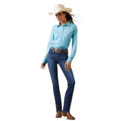 Ariat® Ladies R.E.A.L Caidan Print Blue Button Down Shirt 10043553 -Ariat Shop 10043553c