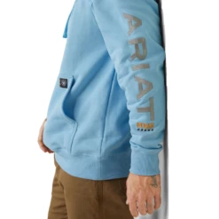 Ariat® Men's Rebar Graphic Heather Canal Blue Pullover Hoodie 10043589 2 Ariat® Men's Rebar Graphic Heather Canal Blue Pullover Hoodie 10043589 -Ariat Shop 10043589c