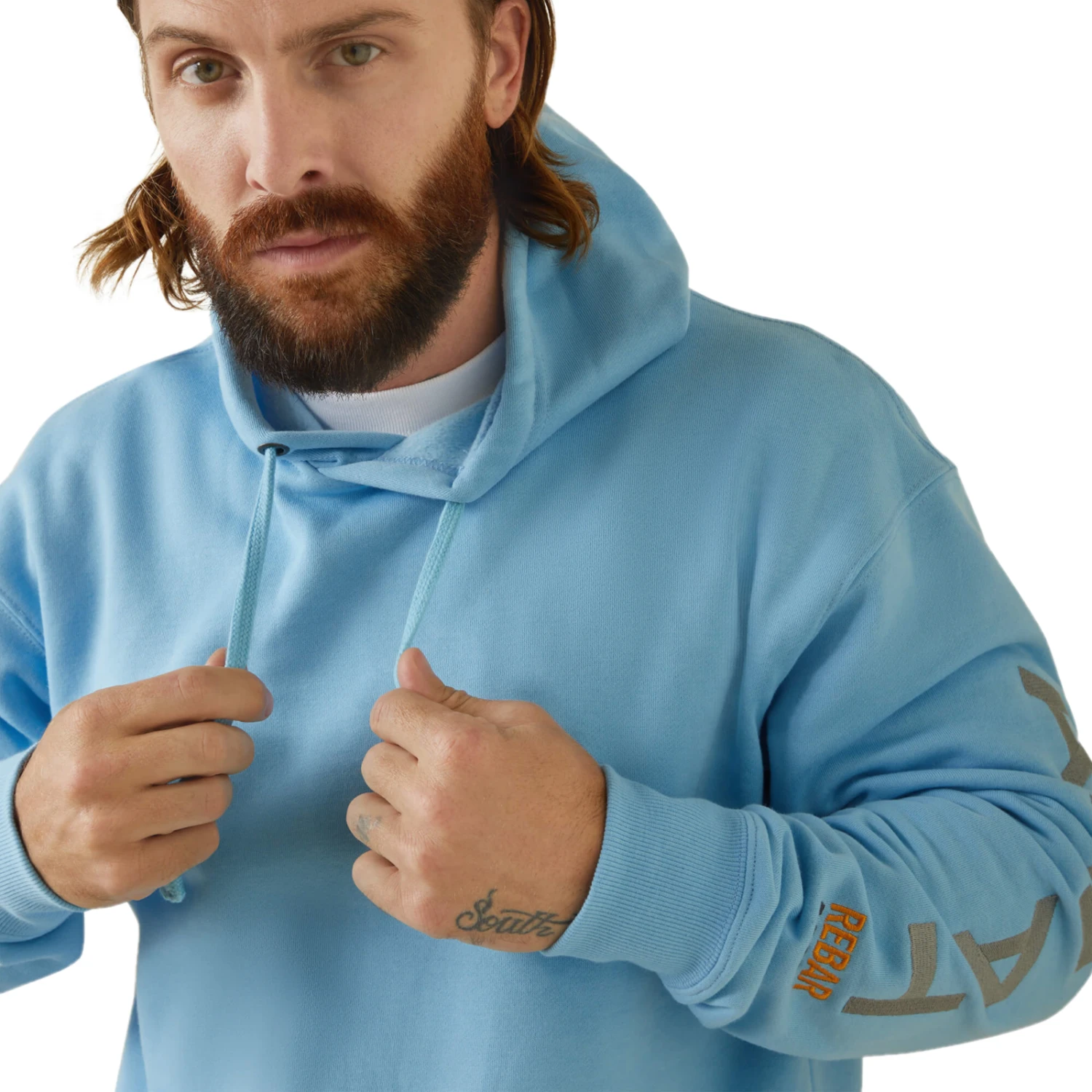 Ariat® Men's Rebar Graphic Heather Canal Blue Pullover Hoodie 10043589 Ariat® Men's Rebar Graphic Heather Canal Blue Pullover Hoodie 10043589 -Ariat Shop 10043589d