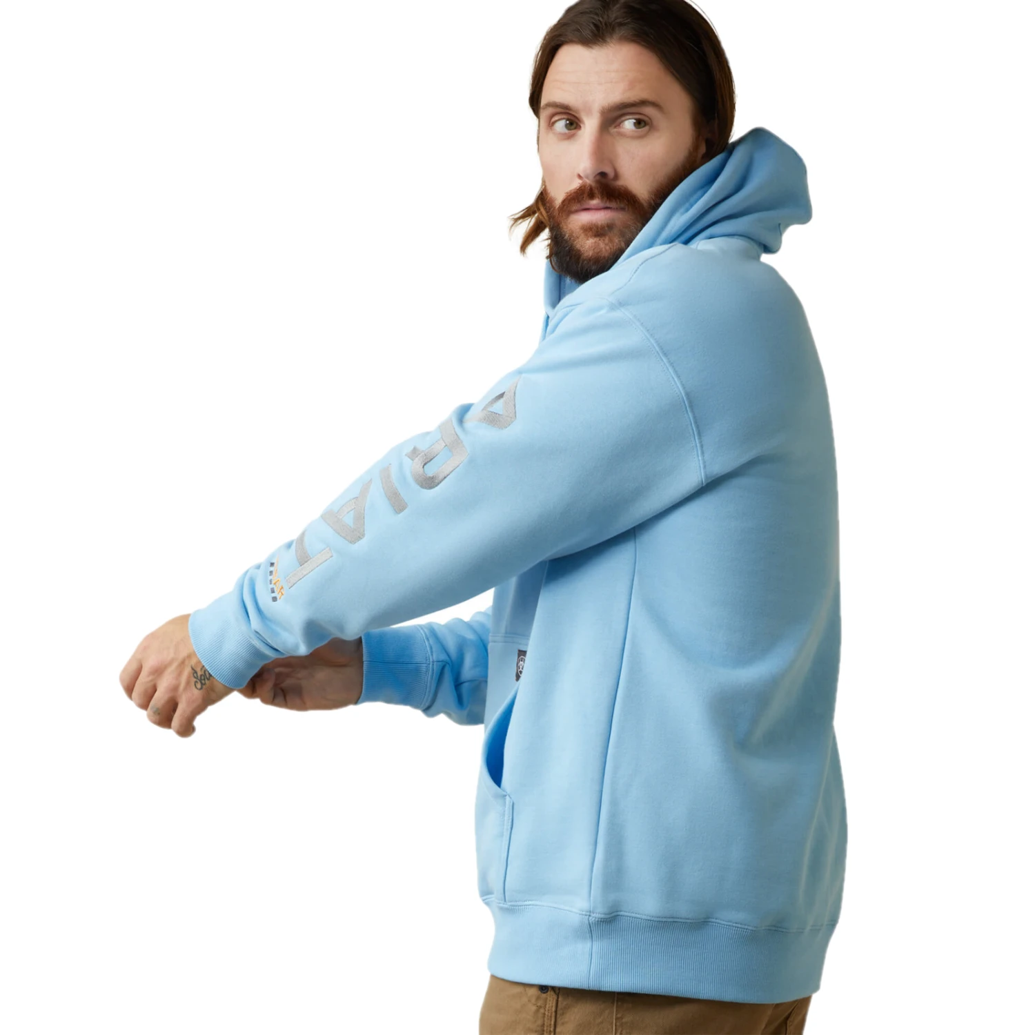 Ariat® Men's Rebar Graphic Heather Canal Blue Pullover Hoodie 10043589 Ariat® Men's Rebar Graphic Heather Canal Blue Pullover Hoodie 10043589 -Ariat Shop 10043589e