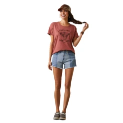 Ariat® Ladies " Farm Hair Don't Care" Graphic Red Clay T-Shirt 10044613 -Ariat Shop 10044613c
