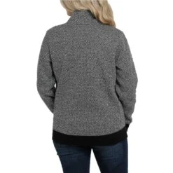 Cinch Ladies 1/4 Zip Black And Grey Chevron Sweater MAK9822002 -Ariat Shop 2002 bk