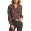 Panhandle® Ladies Floral Print Black Snap Shirt 22S1916-01