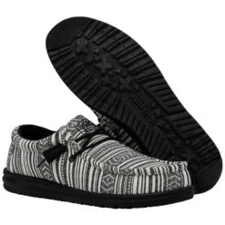Hey Dude Men's Wally Serape Gravel Black Slip On Shoes 40017-0YB -Ariat Shop 40017 0YB WALLY SERAPE BLACK GRAVEL LEFT 311