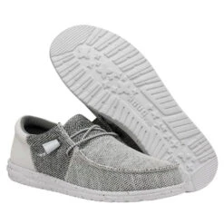 Hey Dude Men's Wally Tri Stone White Slip On Shoes 40037-1KA -Ariat Shop 40037 1KA WALLYTRI STONEWHITE PAIRBOTTOM11