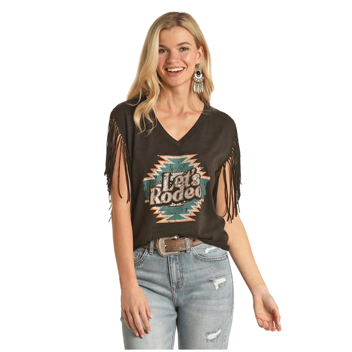 Rock & Roll Cowgirl® Ladies Lets Rodeo Black Tank Top Shirt T49T3041 Rock & Roll Cowgirl® Ladies Lets Rodeo Black Tank Top Shirt T49T3041 -Ariat Shop 49T3041 A