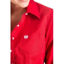 Cinch Ladies Solid Red Button-Down Shirt MSW9164032 -Ariat Shop 57 6151d0b8 591c 445e a710 f247b6c81875