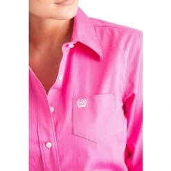 Cinch Ladies Solid Pink Button-Down Shirt MSW9164033 -Ariat Shop 57 a111a53f 1088 463b a977 a0003e4a047b