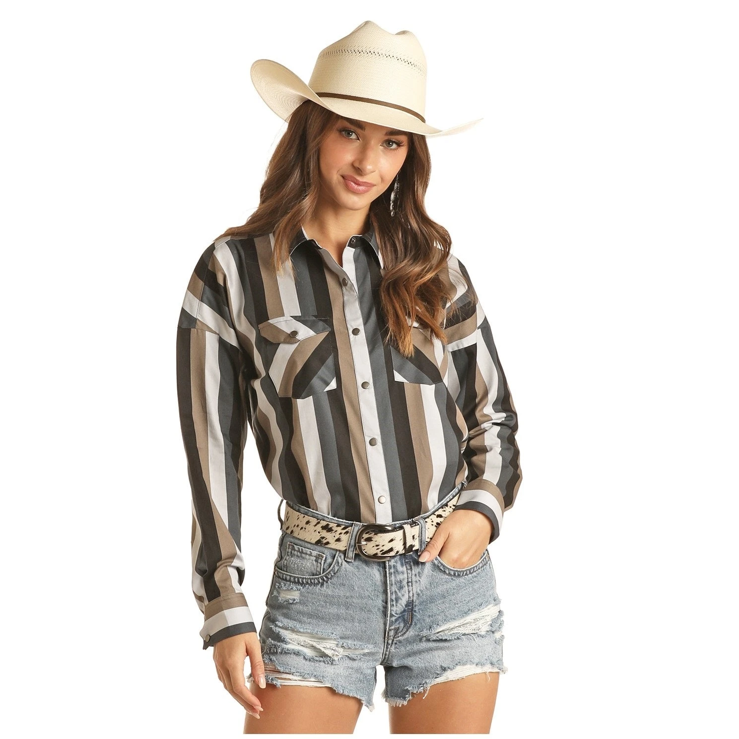 Rock & Roll Cowgirl Ladies Boyfriend Fit Stripe Long Sleeve Shirt B4S3334 Rock & Roll Cowgirl Ladies Boyfriend Fit Stripe Long Sleeve Shirt B4S3334 -Ariat Shop B4S3334 A