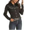 Rock & Roll Cowgirl Ladies "Howdy Y'all" Black Snap Shirt B4S8416-01
