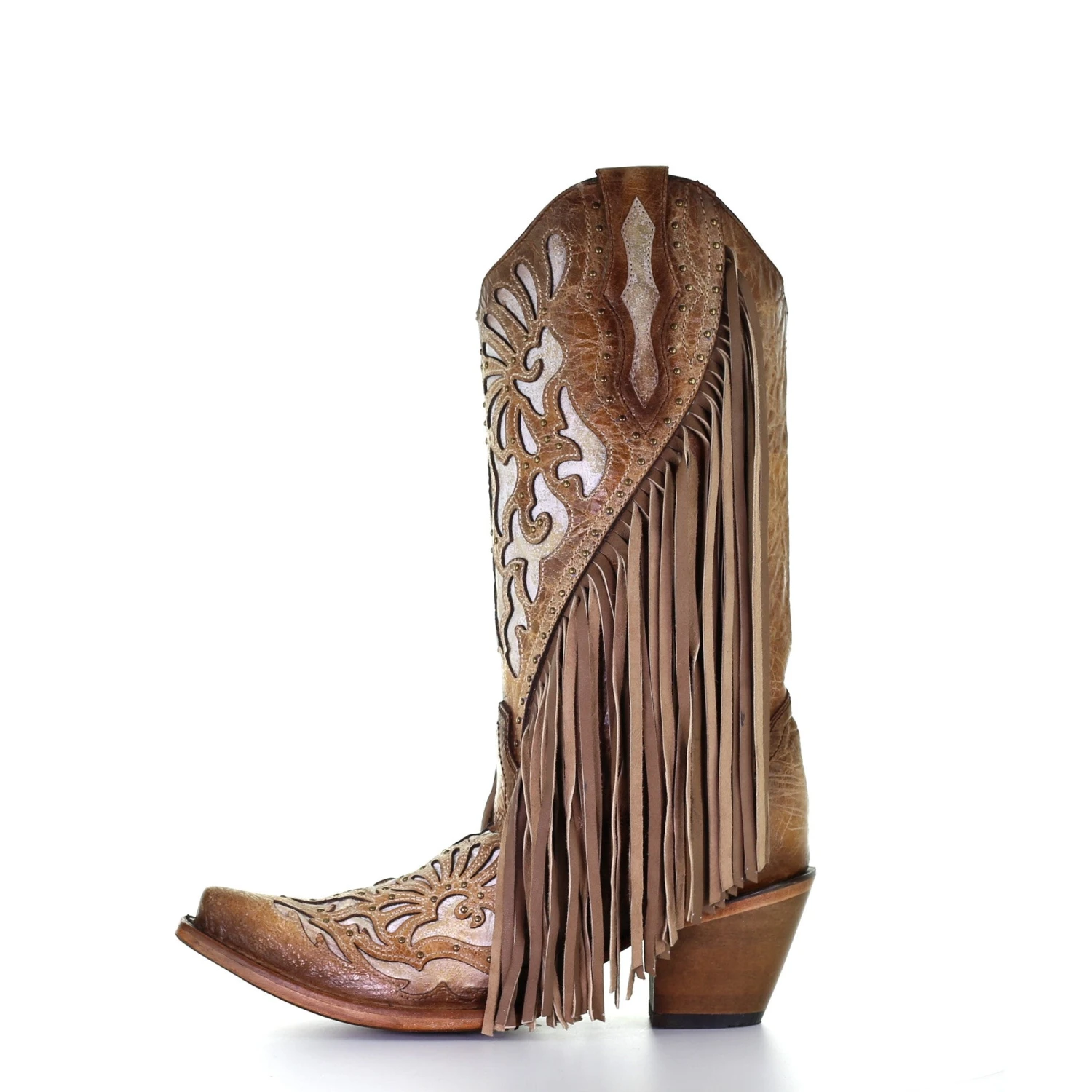 Corral Ladies Saddle Brown Lamb Inlay Embroidery & Fringe Boots C3766 Corral Boots Corral Ladies Saddle Brown Lamb Inlay Embroidery & Fringe Boots C3766 -Ariat Shop C3766 ALTA07