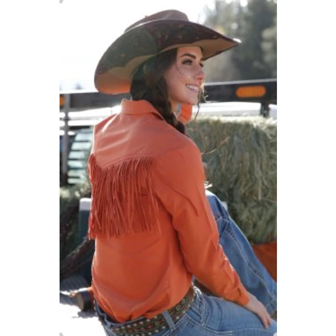 Cruel Denim Ladies Western Fringe Orange Snap Shirt CTW7245006 Cruel Denim Ladies Western Fringe Orange Snap Shirt CTW7245006 -Ariat Shop CTW7245006