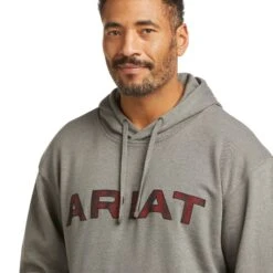 Ariat Men's Basic Charcoal Raised Logo Hoodie 10037261 -Ariat Shop F21 MNS WEST 10037261 detail03