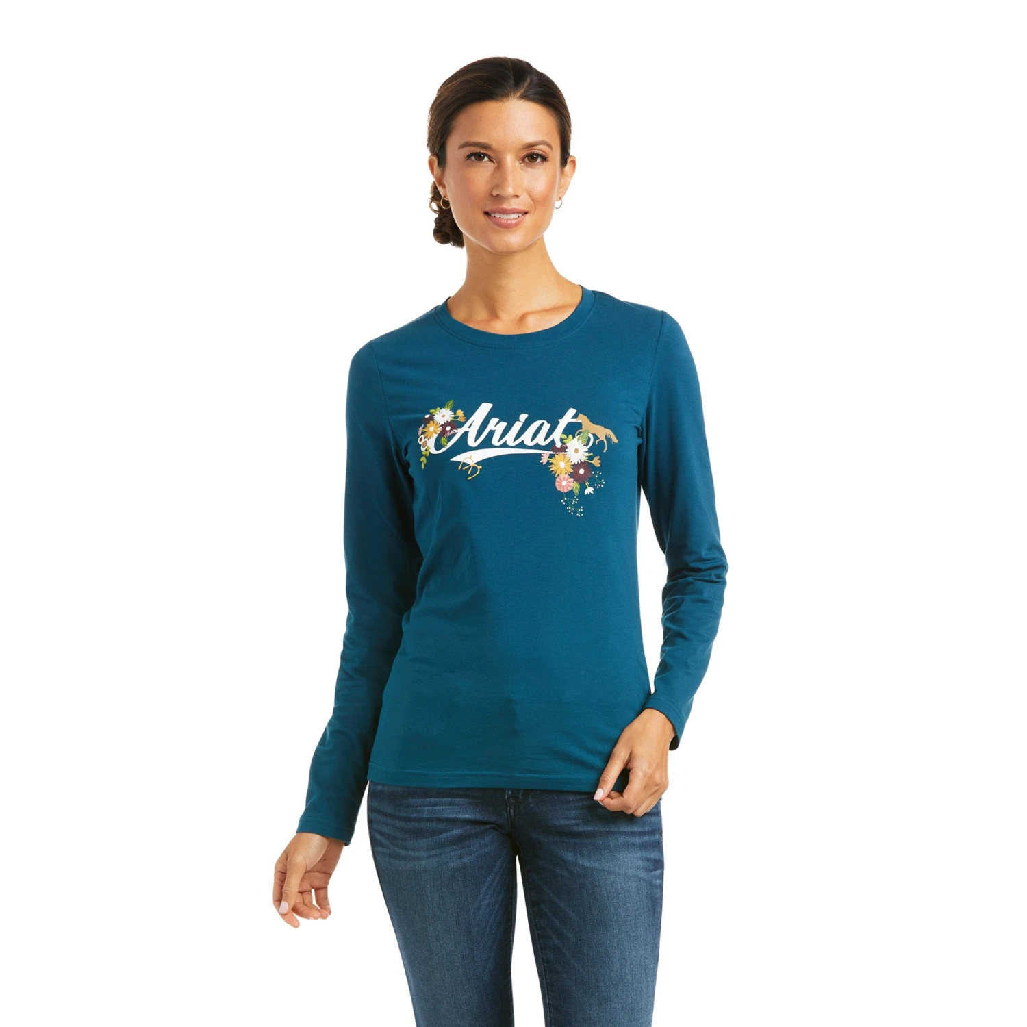 Ariat® Flora Fauna Logo Long Sleeve T-Shirt 10037668 Ariat® Flora Fauna Logo Long Sleeve T-Shirt 10037668 -Ariat Shop F21 WMS ENGL 10037668 front