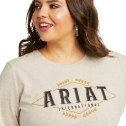 Ariat® Ladies REAL Logo Flourish LS Heather Oatmeal T-Shirt 10036965 -Ariat Shop F21 WMS WEST 10036965 detail01 plus