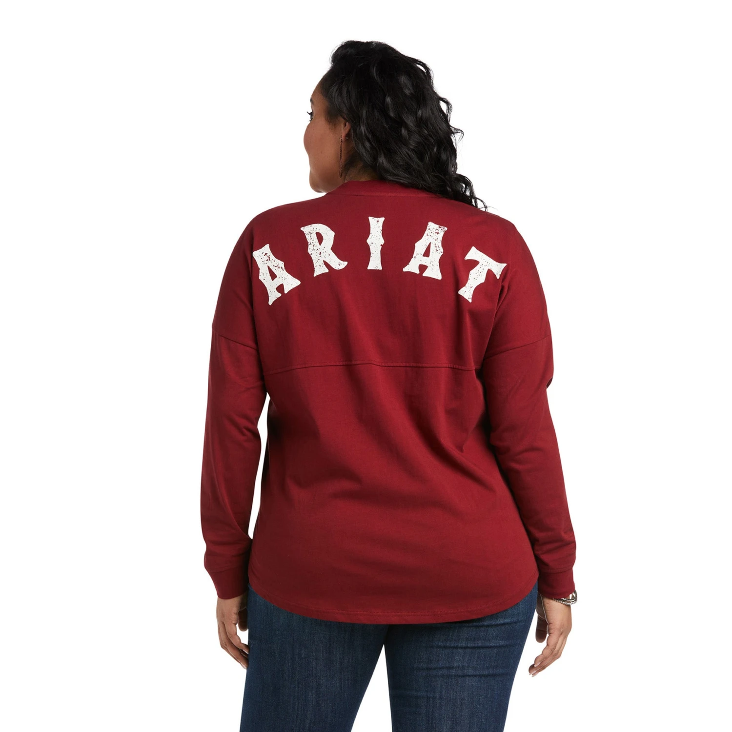 Ariat® Ladies REAL Over Sized Long Sleeve Rhubarb T-Shirt 10037960 Ariat® Ladies REAL Over Sized Long Sleeve Rhubarb T-Shirt 10037960 -Ariat Shop F21 WMS WEST 10037960 back plus