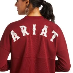 Ariat® Ladies REAL Over Sized Long Sleeve Rhubarb T-Shirt 10037960 2 Ariat® Ladies REAL Over Sized Long Sleeve Rhubarb T-Shirt 10037960 -Ariat Shop F21 WMS WEST 10037960 detail01