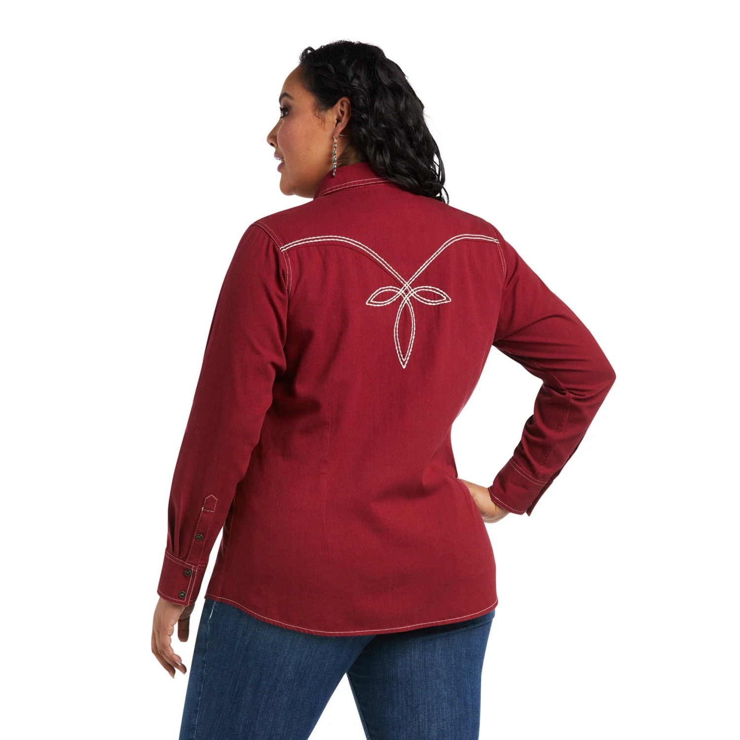 Ariat Ladies REAL Classic Twill Long Sleeve Rhubarb Shirt 10038066 Ariat Ladies REAL Classic Twill Long Sleeve Rhubarb Shirt 10038066 -Ariat Shop F21 WMS WEST 10038066 back plus