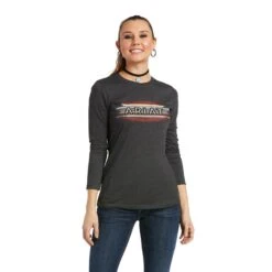 AriatĀ® Ladies Serape Long Sleeve Charcoal Heather T-Shirt 10038637