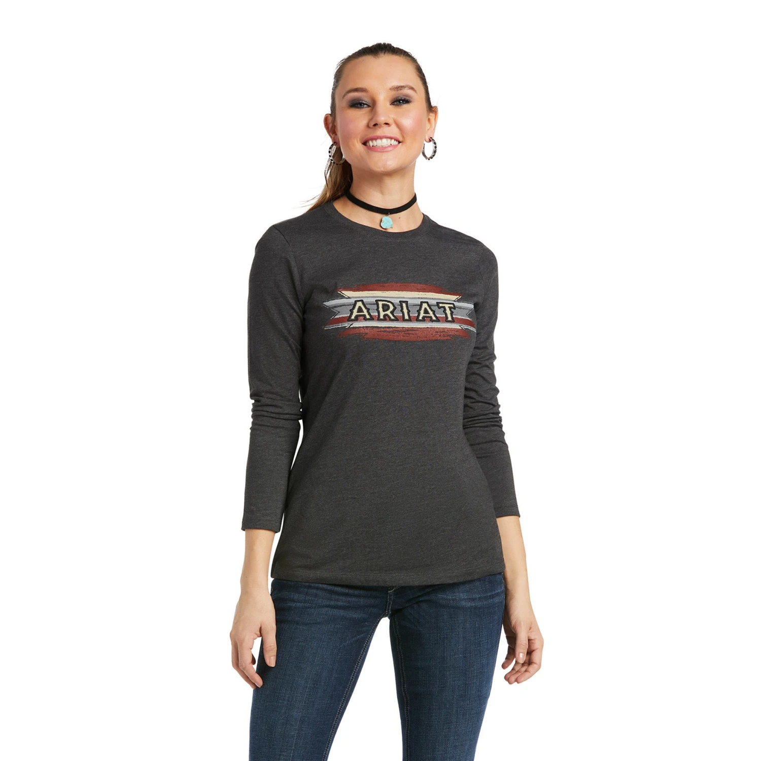 Ariat® Ladies Serape Long Sleeve Charcoal Heather T-Shirt 10038637 Ariat® Ladies Serape Long Sleeve Charcoal Heather T-Shirt 10038637 -Ariat Shop F21 WMS WEST 10038637 front d2fc1ebb c659 4fec acbd 18058f2067b4