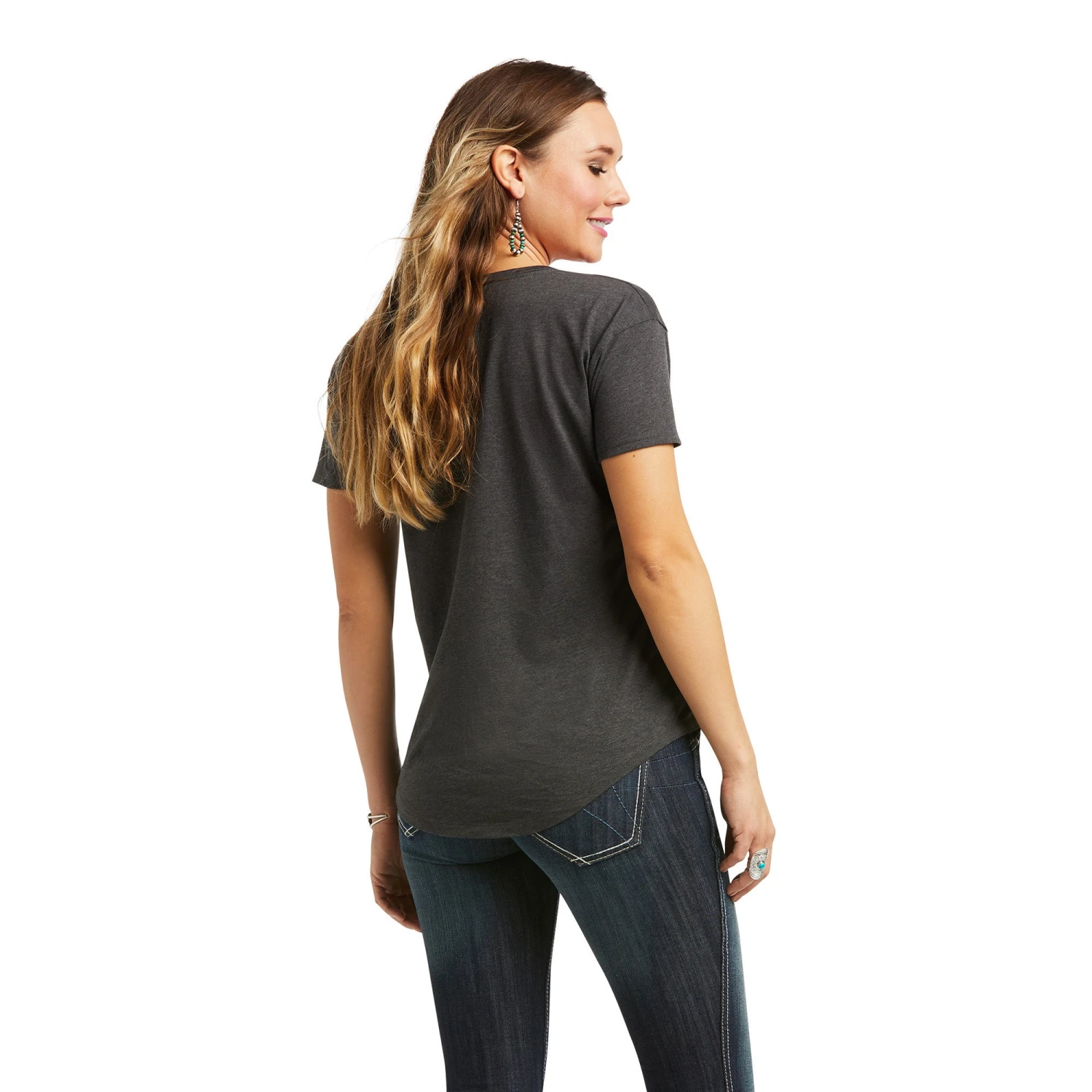 Ariat® Ladies T-Bird Short Sleeve Charcoal Heather T-Shirt 10038641 Ariat® Ladies T-Bird Short Sleeve Charcoal Heather T-Shirt 10038641 -Ariat Shop F21 WMS WEST 10038641 back
