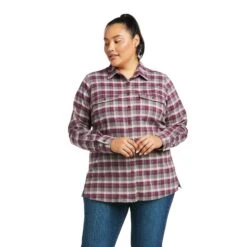 Ariat® Ladies Rebar DuraStretch™ Flannel Plaid Work Shirt 10037475 3 Ariat® Ladies Rebar DuraStretch™ Flannel Plaid Work Shirt 10037475 -Ariat Shop F21 WMS WORK 10037475 front plus