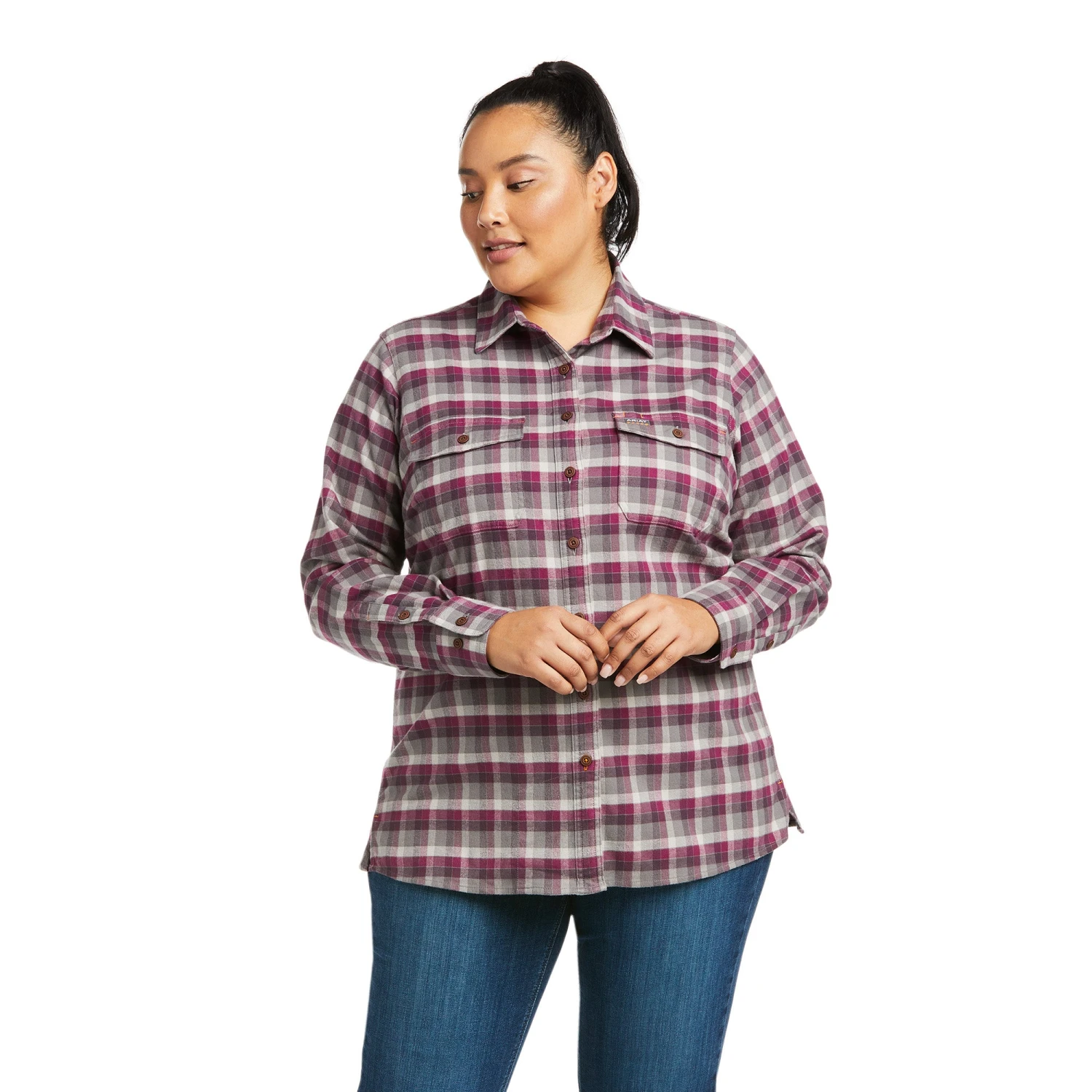 Ariat® Ladies Rebar DuraStretch™ Flannel Plaid Work Shirt 10037475 Ariat® Ladies Rebar DuraStretch™ Flannel Plaid Work Shirt 10037475 -Ariat Shop F21 WMS WORK 10037475 front plus