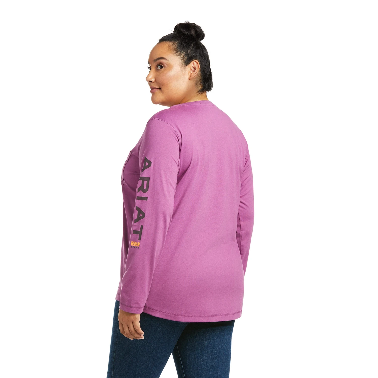 Ariat® Ladies Rebar Workman Logo Amethyst Long Sleeve T-Shirt 10037656 Ariat® Ladies Rebar Workman Logo Amethyst Long Sleeve T-Shirt 10037656 -Ariat Shop F21 WMS WORK 10037656 back plus