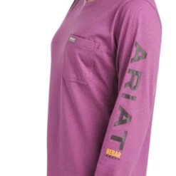 Ariat® Ladies Rebar Workman Logo Amethyst Long Sleeve T-Shirt 10037656 4 Ariat® Ladies Rebar Workman Logo Amethyst Long Sleeve T-Shirt 10037656 -Ariat Shop F21 WMS WORK 10037656 detail01 1