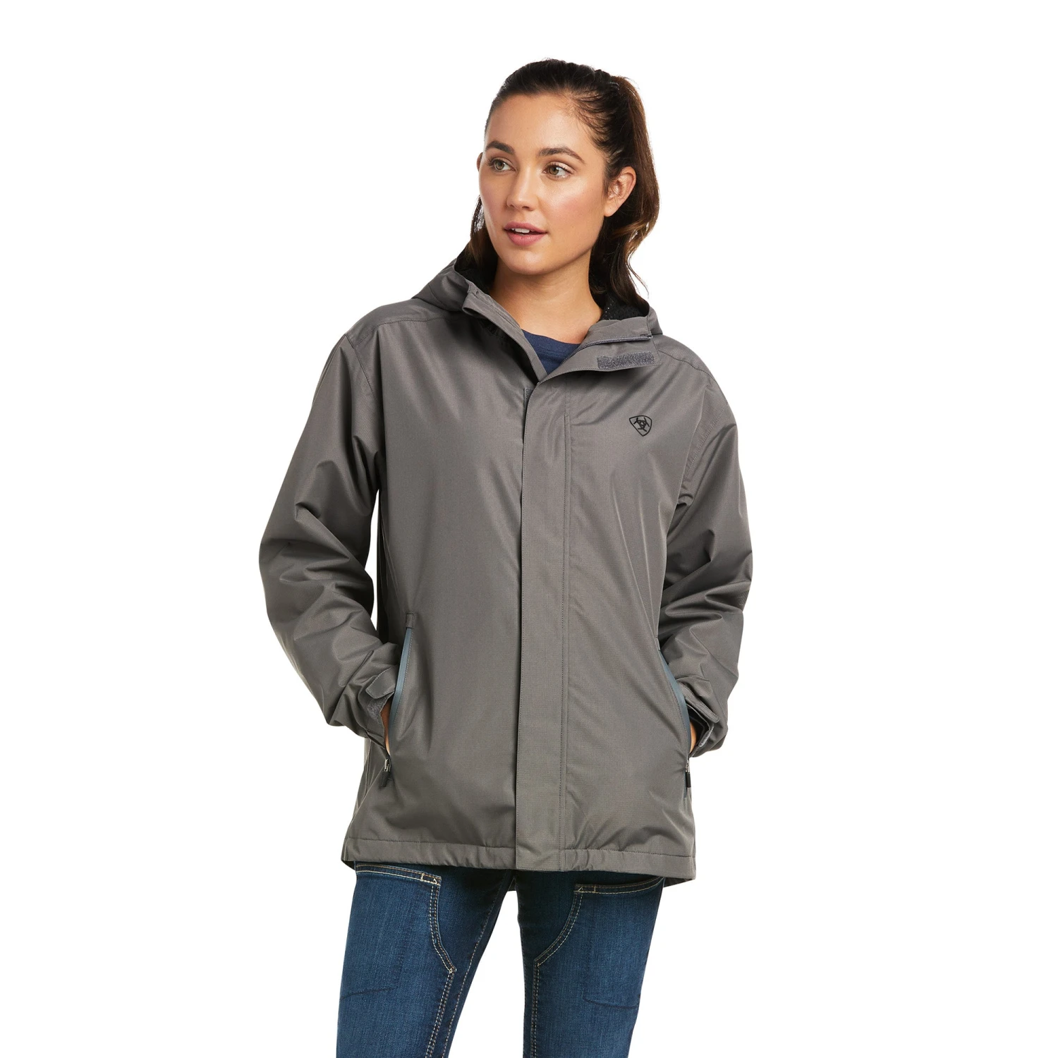 Ariat® Ladies Rebar Stormshell Logo Waterproof Grey Jacket 10037843 Ariat® Ladies Rebar Stormshell Logo Waterproof Grey Jacket 10037843 -Ariat Shop F21 WMS WORK 10037843 front