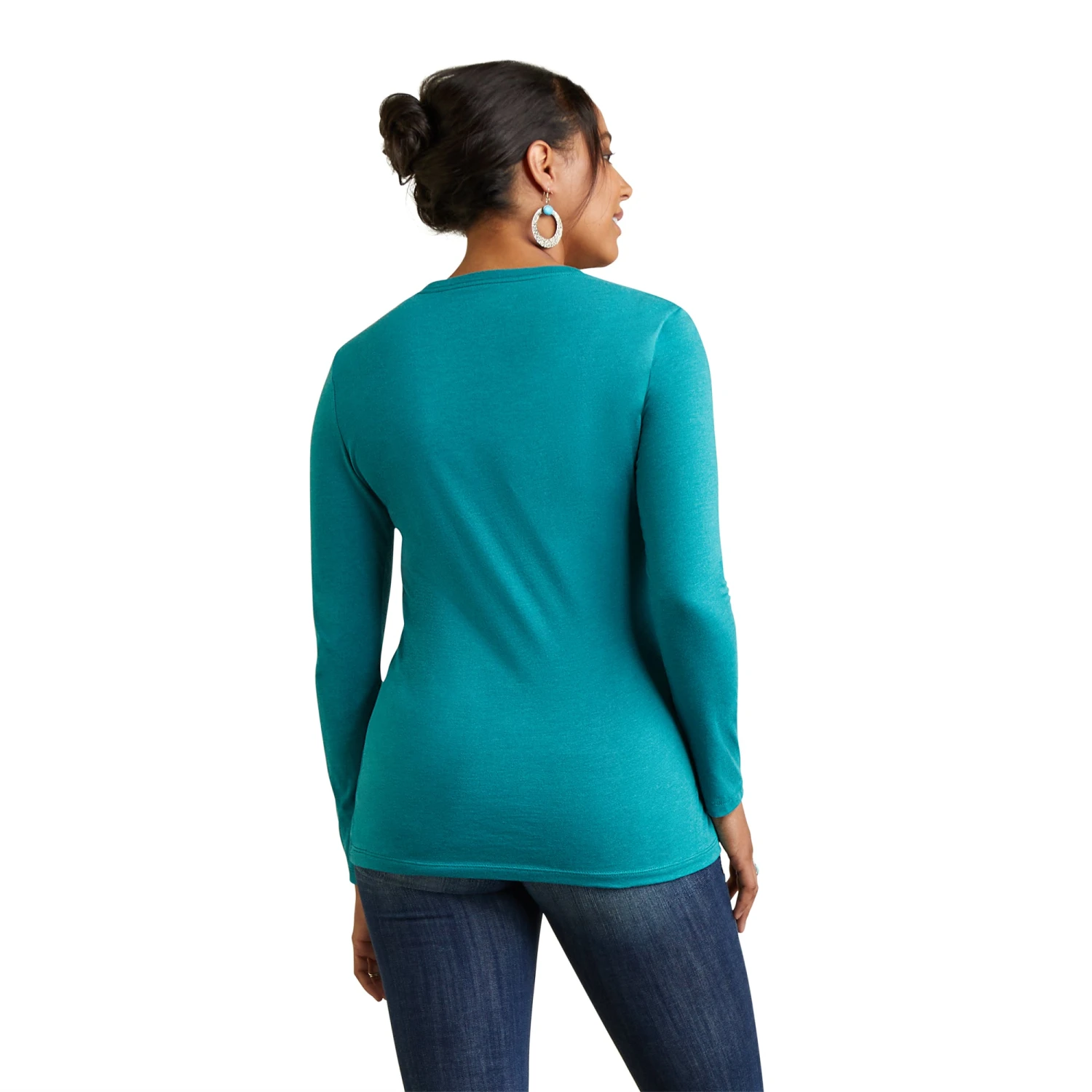 Ariat® Ladies Serape Style Teal Green Heather T-Shirt 10042785 Ariat® Ladies Serape Style Teal Green Heather T-Shirt 10042785 -Ariat Shop F22 WMS WEST 10042785 back